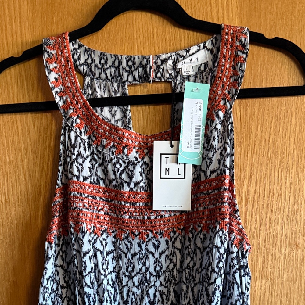 THML Black and Orange Patterned Dress